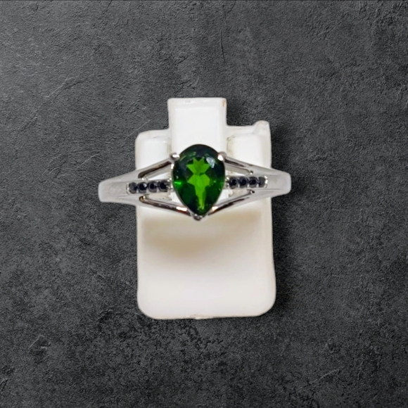 NEW Chrome Diopside & Black Diamond Ring Size 8 - Picture 6 of 12
